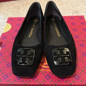 Tory Burch Suede Georgia Ballet Flat Logo Detail